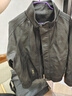 羅蒙（ROMON）高檔美式復古感PU皮衣男士2024秋季新款翻領(lǐng)機車(chē)皮夾克春秋季外套 黑灰 XL 適合145-160斤 適合145-160斤 曬單實(shí)拍圖