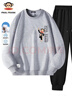 大嘴猴（paul frank）春季男式套裝時(shí)尚印花圓領(lǐng)衛衣學(xué)生休閑束腳運動(dòng)褲 灰色   5XL    曬單實(shí)拍圖