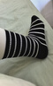 都市麗人5雙襪子女中筒襪秋冬季條紋純棉長(cháng)筒襪黑白冬天配鯊魚(yú)褲女士長(cháng)襪 曬單實(shí)拍圖