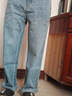 衣品天成高腰直筒牛仔褲秋季女生水洗貓須顯瘦舒適闊腿褲子簡(jiǎn)約百搭基礎款 曬單實(shí)拍圖