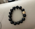 石玥珠寶 14mm天然黑曜石手串本命年銀護身符轉運水晶手鏈男女士款禮物 曬單實(shí)拍圖