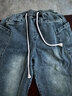 JEEP SPIRIT秋季新款多口袋寬松牛仔褲男款美式復古水洗痞帥闊腿褲潮流彎刀褲 藍色 M 推薦100-120斤 曬單實(shí)拍圖