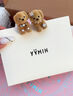 YVMIN尤目分體小狗耳釘38節生日禮物送女友 淺棕 曬單實(shí)拍圖
