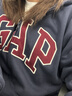 GAP男女裝春款LOGO抓絨寬松連帽拉鏈衛衣休閑上衣786376 海軍藍 M (170/92A)亞洲尺碼【偏大,建議拍小一碼】 曬單實(shí)拍圖