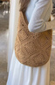 慕昂手工編織包包女式2026新款夏天流行通勤單肩包女神節托特包斜 卡其色 曬單實(shí)拍圖
