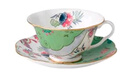 Wedgwood花間舞蝶骨瓷杯碟家用咖啡杯碟精致奢華英式下午茶杯碟 花間舞蝶綠色&藍色2杯2碟 曬單實(shí)拍圖