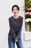 紅蜻蜓假兩件蕾絲網(wǎng)紗拼接長(cháng)袖T恤女2026年春季新款圓領(lǐng)內搭打底衫上衣 深灰色 L （ 110-120斤） 曬單實(shí)拍圖