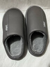 樂(lè )拖冬季家居家用軟底阻滑室內情侶防水PU皮厚底踩屎感棉拖鞋男 曬單實(shí)拍圖