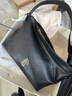半坡飾族（bampo）中號綿綿包hobo托特包頭層牛皮大容量單肩斜挎包軟包520禮物 墨碳黑（中號升級拉鏈款） 曬單實(shí)拍圖