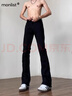 MON-LIST牛仔褲男士春秋季微喇修身vibe高街彎刀直筒褲子MLK02黑色M 曬單實(shí)拍圖