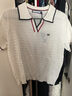 ELLE ACTIVE優(yōu)雅氣質(zhì)毛織翻領(lǐng)T恤女士夏季休閑通勤百搭簡(jiǎn)約撞色短袖上衣 白色 L 曬單實(shí)拍圖