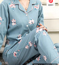 雪茜曼中老年媽媽睡衣女士春夏棉質(zhì)藍色印花寬松大碼休閑老人家居服套裝 曬單實(shí)拍圖