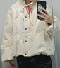 鴨鴨鞠婧祎同款冰淇淋系列羽絨服女短款2025秋冬新款甜美保暖外套XJ 米白色 S (155/80A) 曬單實(shí)拍圖