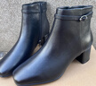 愛(ài)步（ECCO）靴子女 冬季切爾西靴羊皮中跟厚底方頭女靴 型塑290983 黑色29098301001 37 曬單實(shí)拍圖