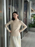 真維斯（Jeanswest）木耳邊德絨打底衫女2025秋冬季新款米色長(cháng)袖T恤秋衣女士保暖內衣 米色 純色 M 曬單實(shí)拍圖