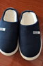 樸西冬季燈芯絨男士室內棉拖鞋保暖加絨厚底情侶居家 藏青色 44-45 曬單實(shí)拍圖