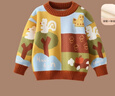 拉夏貝爾兒童冬季毛衣2026新款男寶寶加絨針織上衣女童冬裝套頭衫 咖啡色 140 建議身高131-140cm 曬單實(shí)拍圖