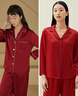 金三塔商場(chǎng)同款真絲睡衣女兩件套100%桑蠶絲寬松情侶絲綢睡衣套高級禮物 焦糖紅（重磅19姆米） L 曬單實(shí)拍圖