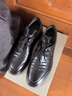 蜘蛛王休閑皮鞋男士春秋新透氣牛皮商務(wù)休閑鞋軟底百搭男鞋 黑色 42 曬單實(shí)拍圖