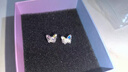 芯奢純銀999足銀針蝴蝶耳釘女士耳骨釘高級耳環(huán)精致小巧養耳洞不過(guò)敏 一對+精美禮盒 曬單實(shí)拍圖