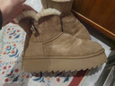 京東京造【厚底增高】中筒雪地靴25秋冬新款女鞋百搭真皮靴子女 栗色 37 曬單實(shí)拍圖