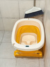 捷貝嬰兒折疊洗澡盆兒童洗澡桶寶寶沐浴家用大號小孩新生兒全身游泳桶 檸檬黃【0-4歲】感溫高凳款 曬單實(shí)拍圖