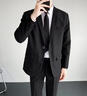 西服男士休閑西裝男套裝外套修身伴郎新郎結婚商務(wù)職業(yè)正裝衣服 黑色 【單西裝特價(jià)款】【前胸配飾不包】 XL 碼【約120-130斤人穿】 曬單實(shí)拍圖