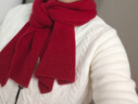帕什新品女士100%山羊絨圍巾秋冬純色百搭針織高檔圍巾CT-020 紅色 均碼 曬單實(shí)拍圖