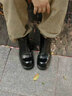OFFWOFEEOFFWOFEE英倫復古做舊側拉鏈切爾西靴水洗馬皮靴厚底大頭男女靴 黑色 26 42男 曬單實(shí)拍圖