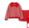巴拉巴拉（BALABALA）童裝女童套裝洋氣春秋裝中大童長(cháng)袖甜美潮拜年服 中國紅60611 150cm 曬單實(shí)拍圖