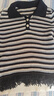 百圖betu女裝春季新款毛針織衫條紋流蘇短款長(cháng)袖毛衫女2401T12 黑色 M 曬單實(shí)拍圖