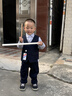 蘿卜唄唄（LUOBOBEIBEI）男童馬甲套裝休閑西服花童禮服表演服2025春秋 藏青四件套 120 曬單實(shí)拍圖
