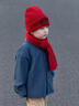 偶森兒童毛線(xiàn)帽子紅色圍巾冬季套裝3-6-12歲男女童加厚保暖過(guò)新年禮物 曬單實(shí)拍圖