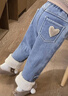 G.duck小黃鴨童裝女童棉褲加絨加厚牛仔褲秋冬季2025新款兒童一體絨褲子 藍色 130 建議7~8歲【120-130cm】cm 曬單實(shí)拍圖