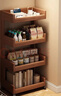 實(shí)木置物架客廳移動(dòng)收納架沙發(fā)邊零食架宿舍不占空間靠墻小書(shū)架子 清漆松木四層|45*24*140CM 手工胡桃清漆【甄選美洲松木】 曬單實(shí)拍圖