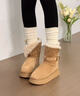 南木熊厚底雪地靴女款2025冬季新款加絨加厚保暖中筒皮毛一體東北大棉鞋 長(cháng)筒毛絨雪地靴淺棕色 37 曬單實(shí)拍圖