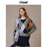 ELAND毛針織衫女菱格紋含綿羊毛保暖長(cháng)袖開(kāi)衫24冬季新款EECKE4TB05 灰色 165 曬單實(shí)拍圖