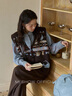 謎秀2026新品動(dòng)物提花馬甲女2026冬百花絨紗線(xiàn)復古疊穿針織背心 咖色 馬甲 均碼 曬單實(shí)拍圖
