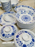 富玉景德鎮高顏值青花瓷玲瓏餐具套裝高級感喬遷家用輕奢陶瓷碗碟 萬(wàn)壽蓮套裝（釉下彩） 58頭 曬單實(shí)拍圖