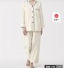 MUJI女式無(wú)側縫法蘭絨睡衣女士家居服純棉冬季套裝女裝 象牙色5A M 曬單實(shí)拍圖