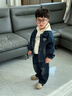 五小七童裝男童春秋季套裝新款兒童牛仔外套春裝男寶寶衣服三件套 深藍色 80 尺碼7-11月cm 曬單實(shí)拍圖