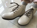 他她（TATA）休閑馬丁靴女平底短靴子冬7BJ48DD4 米白 35 曬單實(shí)拍圖