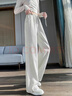 紅蜻蜓闊腿褲女休閑褲春秋新款衛褲小個(gè)子垂感窄版女士直筒褲運動(dòng)褲子 灰白色-九分褲 常規 M 建議101-110斤 曬單實(shí)拍圖