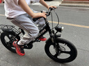 飛鴿兒童自行車(chē)3-6-10-12歲帶輔助輪小孩兒童折疊自行車(chē)腳踏單車(chē) 黑色 一體輪 避震前叉 后座版 18寸【適合120-145厘米】 曬單實(shí)拍圖