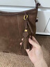 百麗新年禮物流浪摩卡升級版女包26春新反絨麂皮hobo包托特包Z9410AX6 絲絨摩卡【2.0絨面大號】 F 曬單實(shí)拍圖