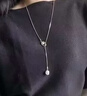 CEENIU珍珠長(cháng)款吊墜項鏈女秋冬氣質(zhì)高級感輕奢小眾毛衣鏈可調節百搭配飾 銀色珍珠長(cháng)款項鏈【可抽拉-鏈長(cháng)約63cm】 曬單實(shí)拍圖