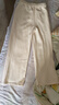 香影【加絨抗起球】直筒闊腿褲女高腰2025秋冬新款長(cháng)褲寬松糯米褲 米色 M 曬單實(shí)拍圖