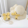 曇蓓漫兒童草帽防曬帽女童包包寶寶帽子遮陽(yáng)帽夏季薄款可愛(ài)沙灘帽夏涼帽 兒童防曬帽+背包【米色】 【頭圍48-52 建議2-6歲】 曬單實(shí)拍圖