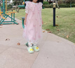 ASK JUNIOR童裝兒童裙子女童連衣裙夏裝網(wǎng)紗禮服度假裙娃娃領(lǐng)公主裙  130 曬單實(shí)拍圖