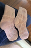 蕉內熱皮503+++女士棉襪子7A抗菌防臭保暖吸濕中筒透氣秋冬提花款3雙 曬單實(shí)拍圖